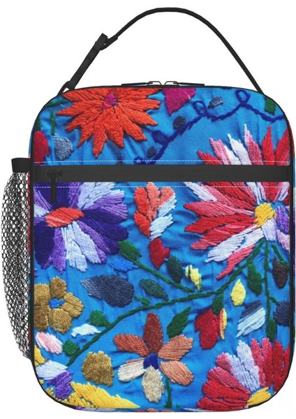 No.13 Tarzı 26X21X11CM Kırmızı Beyaz Meksika Çiçekler Yalıtımlı Öğle Yemeği Çantası Kadın Tekstil Çiçek Sanat Için Taşınabilir Soğutucu Termal Bento Kutusu Okul (Yurt Dışından) modelleri