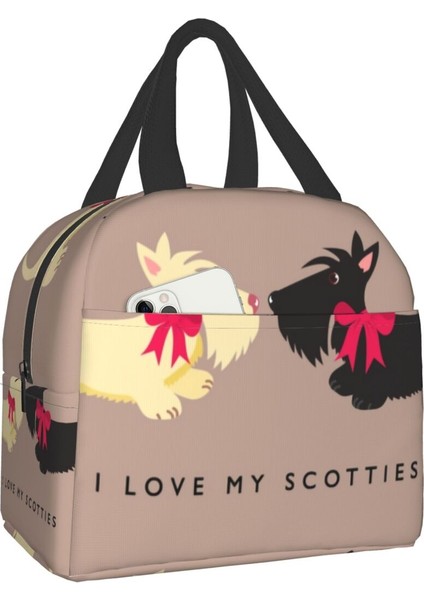 No.21 Stili 22X20X13CM Scottie Köpek Aşk Kalpler Yalıtımlı Öğle Yemeği Çantaları Açık Ute Iskoç Terrier Sızdırmaz Termal Soğutucu Yemek Kabı Kadın (Yurt Dışından)
