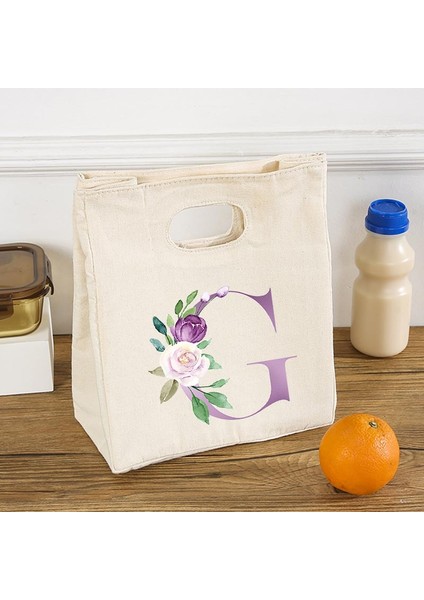 Q02369-TBBG-C Tarzı Mektup Çiçek Baskılı Taşınabilir Öğle Yemeği Çantaları Termal Yalıtımlı Bento Kutusu Tote Soğutucu Çanta Ool Gıda Saklama Çantası Hediyeler (Yurt Dışından)