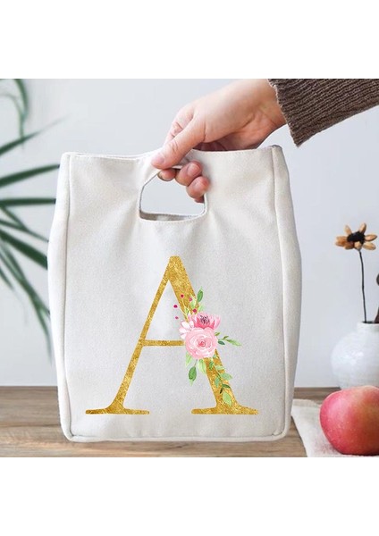 Q02432-TBBG-C Stili Mektup Baskı Kanvas Öğle Yemeği Çantaları Alüminyum Folyo Astar Bento Kutusu Tote Soğutucu Handbagool Konteyner Gıda Saklama Kesesi (Yurt Dışından) indirimleri