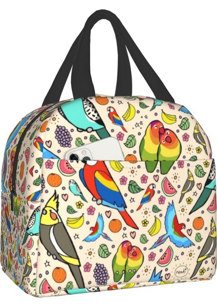 No.10 Stili 22X20X13CM Komik Papağan Yalıtımlı Öğle Yemeği Çantası Sızdırmaz Muhabbet Kuşu Cockatiel Kuş Soğutucu Termal Bento Kutusu Kadınlar Için Ofis Çalışması Okul Gıda Çantası (Yurt Dışından) fiyatları