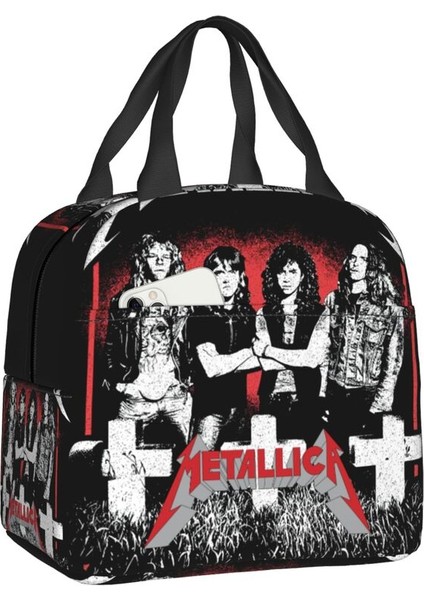 Yuying Shop No.15 Tarzı 22X20X13CM Rock Roll Müzik Metallicas Yalıtımlı Yemek Kabı Kadınlar Için Sıcak Soğutucu Termal Öğle Yemeği Çantası Çalışma Okulu Gıda Konteyner Tote (Yurt Dışından)