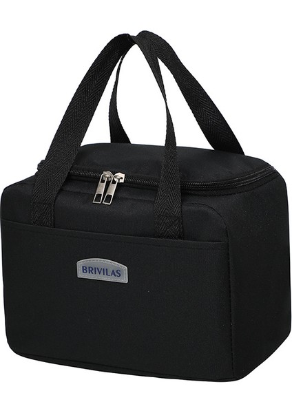 Siyah Stil Su Geçirmez Taşınabilir Öğle Yemeği Çantası Katyonik Büyük Isı Yalıtım Çantası Buz Torbası Kalınlaşmış Büyük Kapasiteli Yemek Kabı Çantası Çanta (Yurt Dışından)