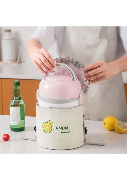 Bej Tarzı Yüksek Kapasiteli Yuvarlak Oxford Kumaş Yemek Kabı Çantası Taşınabilir Gıda Isı Yalıtımı Soğutucu Tote Çanta Kahvaltı Saklama Kabı (Yurt Dışından) indirimleri