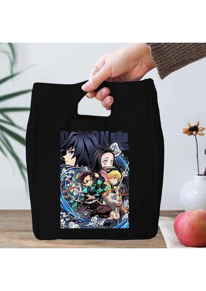 Mavi Stil Yalıtımlı Öğle Yemeği Çantası Kimetsu No Yaiba Anime Çocuklar Bento Çantası Kpop Tarzı Eko Çanta Yüksek Sokak Tarzı Komik Demon Slayer Manga Çantası (Yurt Dışından)