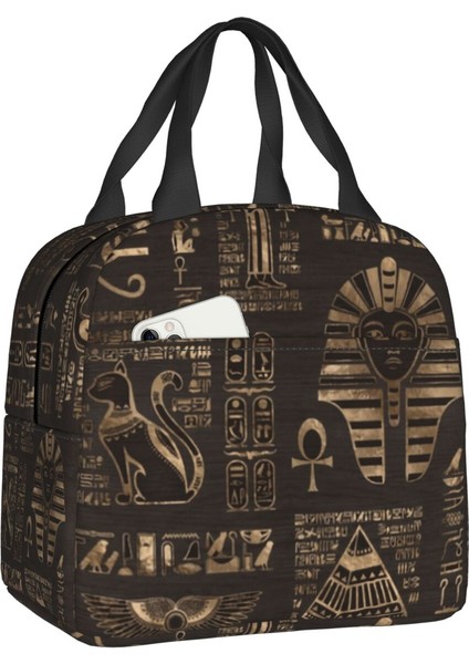 No.9 Stili 22X20X13CM Bastet Mısır Tanrıçası Yalıtımlı Öğle Yemeği Çantası Kadınlar Için Su Geçirmez Etnik Antik Mısır Soğutucu Termal Yemek Çantası Ofis Çalışması (Yurt Dışından)