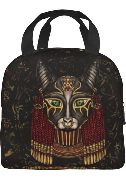 No.9 Stili 22X20X13CM Bastet Mısır Tanrıçası Yalıtımlı Öğle Yemeği Çantası Kadınlar Için Su Geçirmez Etnik Antik Mısır Soğutucu Termal Yemek Çantası Ofis Çalışması (Yurt Dışından) fırsatları