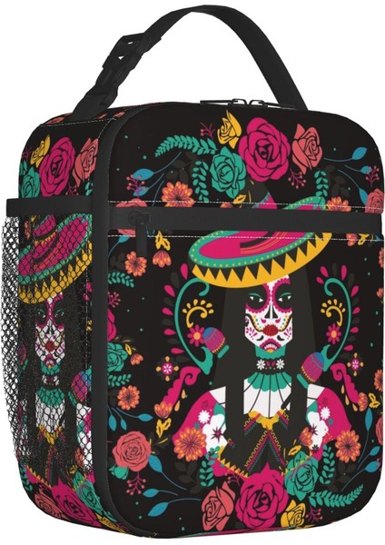 No.2 Tarzı 26X21X11CM Meksika Çiçekleri 3D Baskı Nakış Desen Taşınabilir Öğle Yemeği Kutuları Su Geçirmez Termal Soğutucu Gıda Yalıtımlı Öğle Yemeği Çantası Ofis Çalışması (Yurt Dışından)