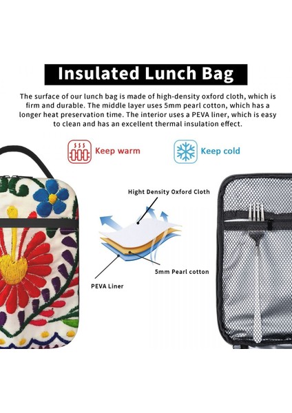 No.2 Tarzı 26X21X11CM Meksika Çiçekleri 3D Baskı Nakış Desen Taşınabilir Öğle Yemeği Kutuları Su Geçirmez Termal Soğutucu Gıda Yalıtımlı Öğle Yemeği Çantası Ofis Çalışması (Yurt Dışından) indirimleri