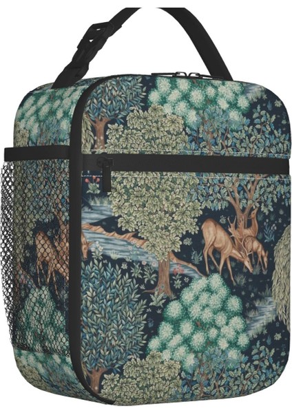 No.12 Tarzı 26X21X11CM William Morris Geyik Yalıtımlı Öğle Yemeği Çantası Kamp Seyahat Için Tekstil Desen Su Geçirmez Soğutucu Termal Yemek Kabı Kadın Çocuk (Yurt Dışından) fiyatları