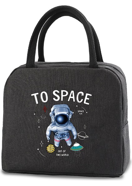 4ASTRONOT002 Tarzı Yalıtımlı Öğle Yemeği Çantası Taşınabilir Çanta Astronot Kanvas Soğutucu Çanta Teneke Folyo Termal Gıda Öğle Yemeği Çantası Kadın Çocuklar Için Gıda Çantası (Yurt Dışından)