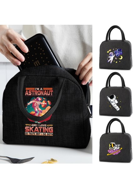 4ASTRONOT002 Tarzı Yalıtımlı Öğle Yemeği Çantası Taşınabilir Çanta Astronot Kanvas Soğutucu Çanta Teneke Folyo Termal Gıda Öğle Yemeği Çantası Kadın Çocuklar Için Gıda Çantası (Yurt Dışından) modelleri