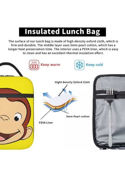 No.3 Tarzı 26X21X11CM Meraklı George Sevimli Komik Yalıtımlı Öğle Yemeği Çantası Kadınlar Için Sızdırmaz Tv Dizisi Soğutucu Termal Yemek Kabı Ofis Seyahat (Yurt Dışından) indirimleri
