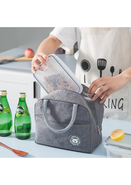 Beyaz Stil Taşınabilir Öğle Yemeği Çantası Su Geçirmez Termal Yalıtımlı Yemek Kabı Bento Kese Akşam Yemeği Yalıtım Çantası Öğrenci Kalınlaşmış Sevimli Öğle Yemeği Çantası (Yurt Dışından)