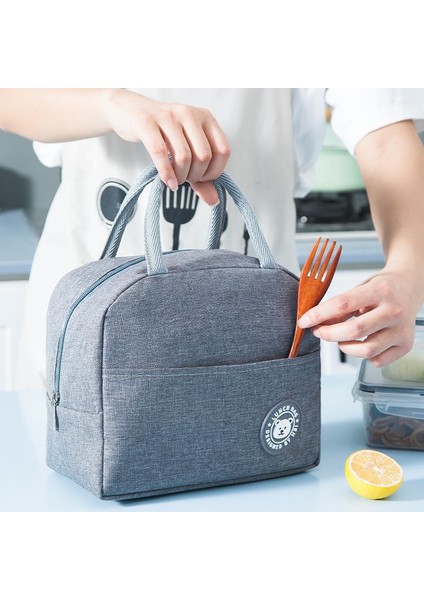 Beyaz Stil Taşınabilir Öğle Yemeği Çantası Su Geçirmez Termal Yalıtımlı Yemek Kabı Bento Kese Akşam Yemeği Yalıtım Çantası Öğrenci Kalınlaşmış Sevimli Öğle Yemeği Çantası (Yurt Dışından)