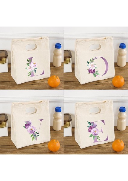 Q02384-TBBG-C Tarzı Mektup Çiçek Baskılı Taşınabilir Öğle Yemeği Çantaları Termal Yalıtımlı Bento Kutusu Tote Soğutucu Çanta Ool Gıda Saklama Çantası Hediyeler (Yurt Dışından) fiyatları