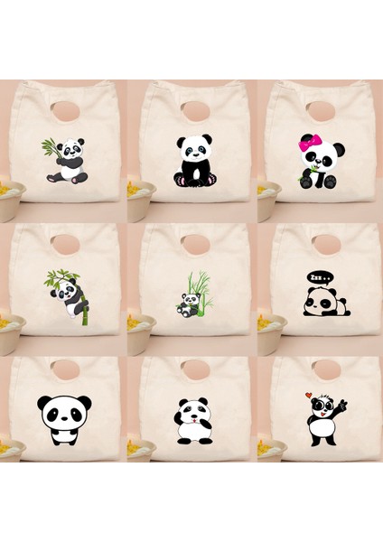 Yuying Shop Q00715-TBBG-C Tarzı Komik Panda Bambu Baskı Eko Öğle Yemeği Çantaları Taşınabilir Büyük Kapasiteli Çantalar Harajuku Tuval Rahat Açık Termal Çanta (Yurt Dışından)