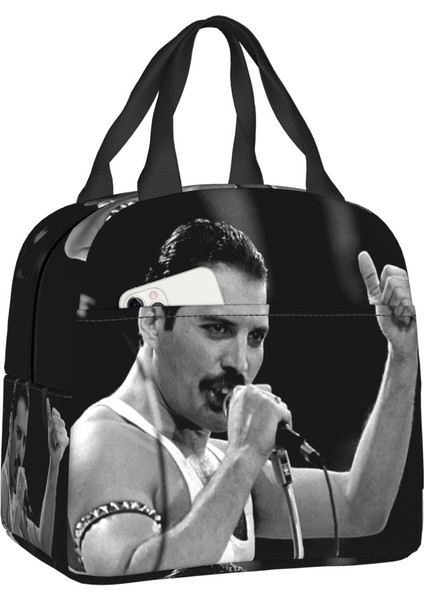 No.1 Stili 22X20X10CM Freddie Mercury Yeniden Kullanılabilir Yemek Kabı Kadınlar Için Termal Soğutucu Gıda Yalıtımlı Rock Grubu Kraliçe Öğle Yemeği Çantası Çalışma Okul Çantaları (Yurt Dışından)
