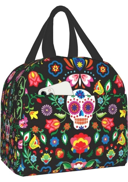 No.9 Stili 22X20X10CM Catrina Meksika Şeker Kafatası Yalıtımlı Öğle Yemeği Çantası Kadınlar Için Su Geçirmez Ölülerin Günü Termal Soğutucu Öğle Yemeği Çantası Çocuklar Okul Gıda (Yurt Dışından)