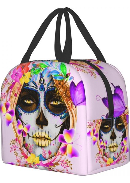 No.9 Stili 22X20X10CM Catrina Meksika Şeker Kafatası Yalıtımlı Öğle Yemeği Çantası Kadınlar Için Su Geçirmez Ölülerin Günü Termal Soğutucu Öğle Yemeği Çantası Çocuklar Okul Gıda (Yurt Dışından) modelleri