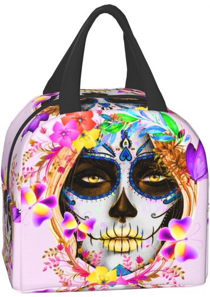 No.9 Stili 22X20X10CM Catrina Meksika Şeker Kafatası Yalıtımlı Öğle Yemeği Çantası Kadınlar Için Su Geçirmez Ölülerin Günü Termal Soğutucu Öğle Yemeği Çantası Çocuklar Okul Gıda (Yurt Dışından) fırsatları