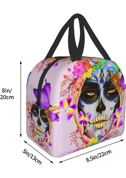 No.9 Stili 22X20X10CM Catrina Meksika Şeker Kafatası Yalıtımlı Öğle Yemeği Çantası Kadınlar Için Su Geçirmez Ölülerin Günü Termal Soğutucu Öğle Yemeği Çantası Çocuklar Okul Gıda (Yurt Dışından) indirimleri