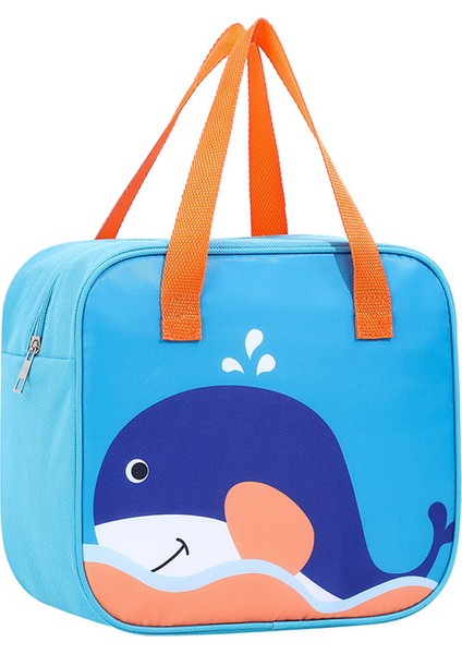 Balina Tarzı Karikatür Kare Termal Öğle Yemeği Çantası Kadın Çocuklar Yalıtımlı Soğutucu Çanta Büyük Kapasiteli Taşınabilir Gıda Bento Kutusu Çanta Kızlar Için (Yurt Dışından)