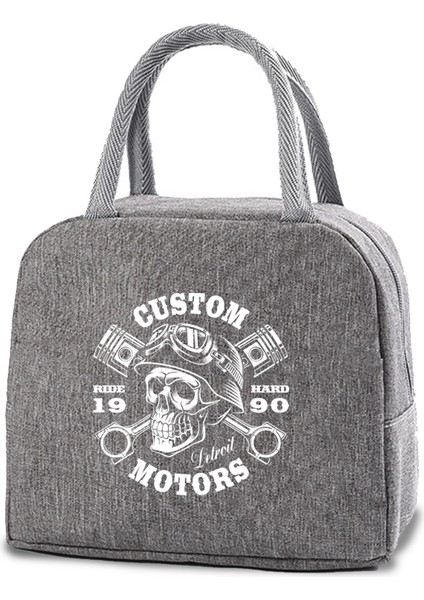 4SKULL026 Stili Soğutucu Çanta Gıda Öğle Yemeği Çantaları Okul Çocuk Yemeği Yalıtımlı Tote Kafatası Baskı Bento Kutusu Organizatör Paketi Seyahat Termal Çanta (Yurt Dışından)