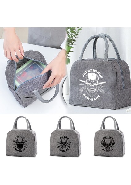 4SKULL026 Stili Soğutucu Çanta Gıda Öğle Yemeği Çantaları Okul Çocuk Yemeği Yalıtımlı Tote Kafatası Baskı Bento Kutusu Organizatör Paketi Seyahat Termal Çanta (Yurt Dışından) indirimleri