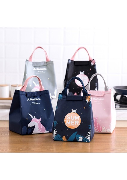 Pembe Tarzı Karikatür Soğutucu Öğle Yemeği Çantası Çocuklar Kadınlar Için Seyahat Termal Kahvaltı Organizatör Yalıtımlı Su Geçirmez Saklama Çantası Yemek Kabı (Yurt Dışından) fırsatları