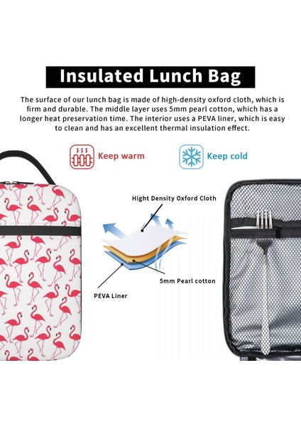 No.16 Stili 26X21X11CM Pembe Flamingo Taşınabilir Öğle Yemeği Kutuları Kadın Çok Fonksiyonlu Termal Soğutucu Gıda Yalıtımlı Öğle Yemeği Çantası Çocuklar Okul Çocukları (Yurt Dışından) indirimleri