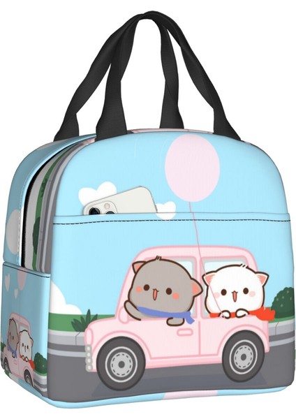 No.20 Tarzı 22X20X13CM Şeftali ve Goma Yalıtımlı Yemek Çantası Kadınlar Için Yeniden Kullanılabilir Soğutucu Termal Mochi Kedi Bento Kutusu Okul Iş Yemeği Yemek Kabı (Yurt Dışından)