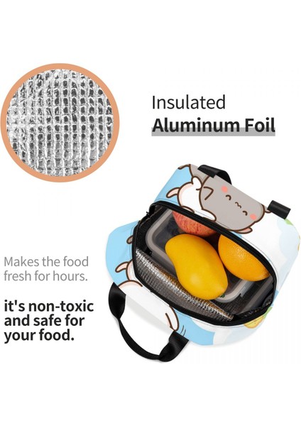 No.20 Tarzı 22X20X13CM Şeftali ve Goma Yalıtımlı Yemek Çantası Kadınlar Için Yeniden Kullanılabilir Soğutucu Termal Mochi Kedi Bento Kutusu Okul Iş Yemeği Yemek Kabı (Yurt Dışından) fırsatları