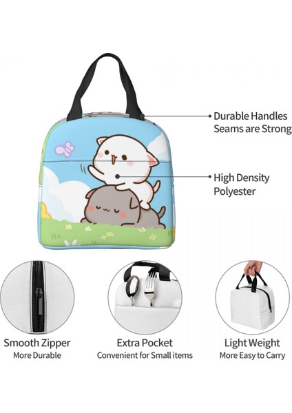 No.20 Tarzı 22X20X13CM Şeftali ve Goma Yalıtımlı Yemek Çantası Kadınlar Için Yeniden Kullanılabilir Soğutucu Termal Mochi Kedi Bento Kutusu Okul Iş Yemeği Yemek Kabı (Yurt Dışından) indirimleri