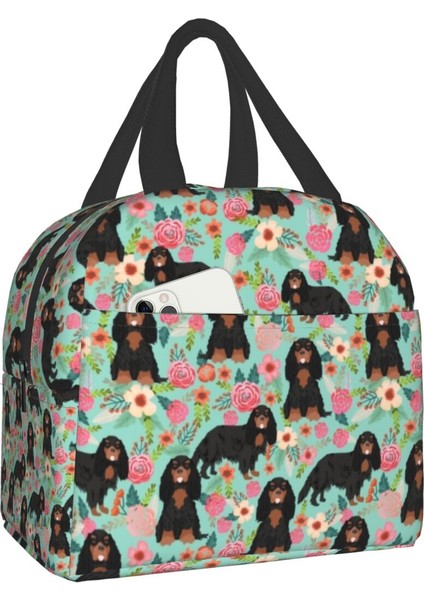 No.6 Stili 22X20X13CM Cavalier King Charles Spaniel Köpek Çiçek Baskı Yalıtımlı Öğle Yemeği Çantası Taşınabilir Soğutucu Termal Gıda Yemek Kabı Çalışma Seyahat Için (Yurt Dışından) fiyatları