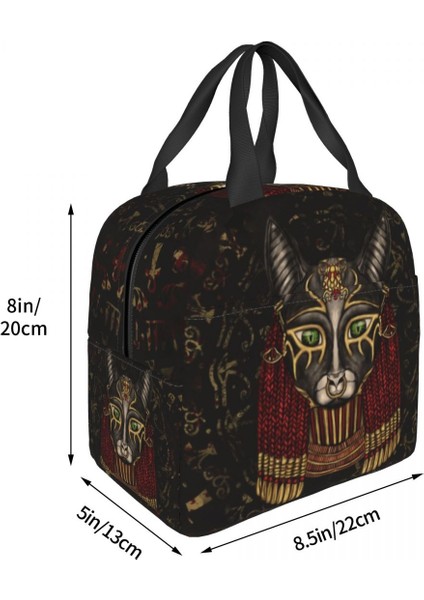 No.8 Tarzı 22X20X13CM Bastet Mısır Tanrıçası Yalıtımlı Öğle Yemeği Çantası Kadınlar Için Su Geçirmez Etnik Antik Mısır Soğutucu Termal Yemek Çantası Ofis Çalışması (Yurt Dışından) indirimleri