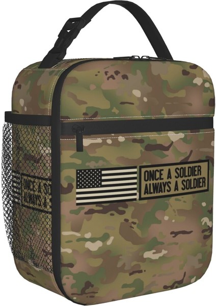 No.18 Stili 26X21X11CM Bir Kez Bir Asker Her Zaman Bir Asker Yalıtımlı Öğle Yemeği Çantası Okul Kamuflaj Kamuflaj Ordu Taşınabilir Termal Soğutucu Bento Kutusu Çocuk (Yurt Dışından) fiyatları