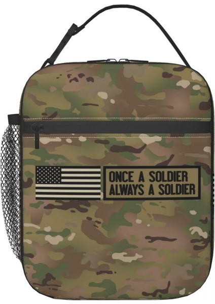 No.18 Stili 26X21X11CM Bir Kez Bir Asker Her Zaman Bir Asker Yalıtımlı Öğle Yemeği Çantası Okul Kamuflaj Kamuflaj Ordu Taşınabilir Termal Soğutucu Bento Kutusu Çocuk (Yurt Dışından) modelleri
