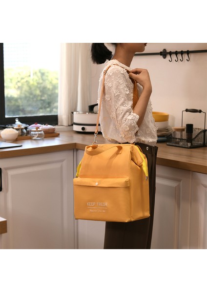 Yeşil-S Tarzı Büyük Kapasiteli Öğle Yemeği Çantası Kadın Su Geçirmez Yalıtımlı Omuz Crossbody Çanta Yemek Kabı Için Taşınabilir Taze Soğutucu Çanta (Yurt Dışından) modelleri