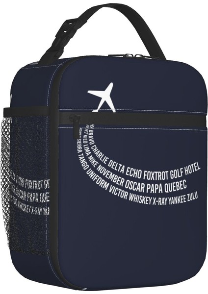 No.12 Tarzı Pilot Kaptan Çizgili Yalıtımlı Öğle Yemeği Çantaları Kadınlar Için Havacılık Uçak Aviator Taşınabilir Termal Soğutucu Gıda Yemek Kabı Okul (Yurt Dışından)