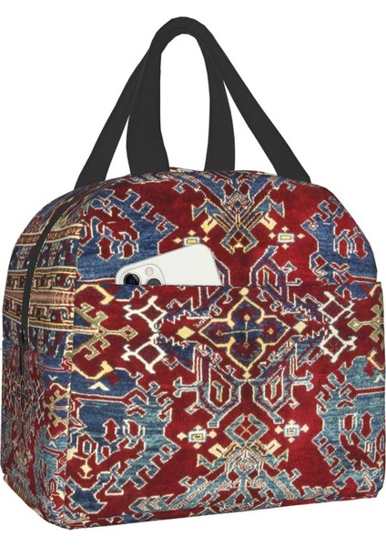 No.2 Tarzı 22X20X13CM Vintage Dokuma Halı Kilim Baskı Termal Yalıtımlı Öğle Yemeği Çantası Bohemian Etnik Geometrik Taşınabilir Yemek Kabı Çalışma Okulu Için (Yurt Dışından)