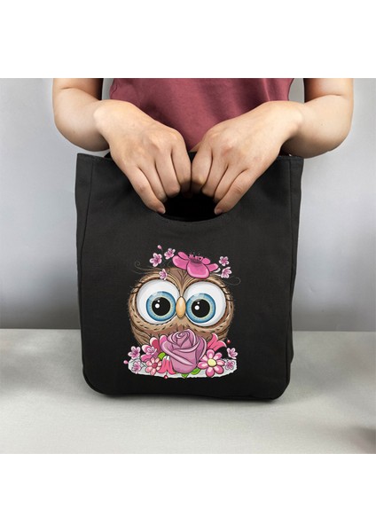 Yuying Shop 9OWL0017 Tarzı Tuval Öğle Yemeği Çantası Harajuku Tarzı Baykuş Baskı Yeniden Kullanılabilir Vegan Gıda Depolama Seyahat Termal Yalıtımlı Çanta Öğretmen Eko Çanta (Yurt Dışından)