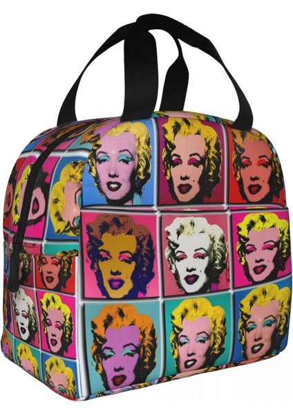 No.3 Tarzı 22X20X13CM Pop Art Altın Warhol Öğle Yemeği Çantası Taşınabilir Termal Yalıtımlı Soğutucu Altın Kız Monroe Yemek Kabı Kadınlar Için Kamp Gıda Çantaları (Yurt Dışından)