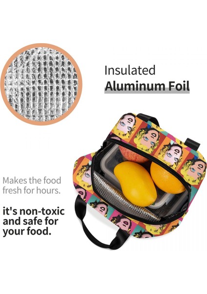 No.3 Tarzı 22X20X13CM Pop Art Altın Warhol Öğle Yemeği Çantası Taşınabilir Termal Yalıtımlı Soğutucu Altın Kız Monroe Yemek Kabı Kadınlar Için Kamp Gıda Çantaları (Yurt Dışından) indirimleri