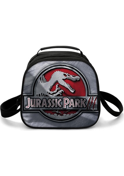 Siyah Stil Öğrenci Crossbody Jurassic Dünya Yarım Daire Öğle Yemeği Kutusu Isı Yalıtımı Gıda Öğle Yemeği Çantası 3D Baskı Yalıtımlı Çanta Buz Torbaları (Yurt Dışından)