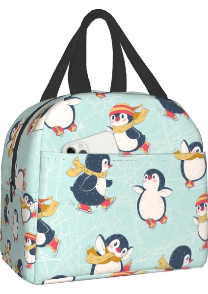 A1 Stili 22X20X10CM Penguenler Paten Baskı Yemek Kabı Sevimli Hayvan Yalıtımlı Öğle Yemeği Kutuları Su Geçirmez Öğle Yemeği Çantası Yeniden Kullanılabilir Öğle Yemeği Çantası Ofis Için (Yurt Dışından)
