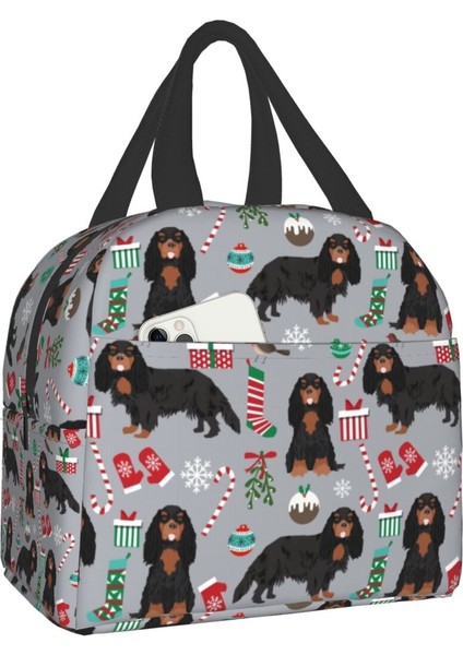 No.7 Tarzı 22X20X13CM Cavalier King Charles Spaniel Köpek Çiçek Baskı Yalıtımlı Öğle Yemeği Çantası Taşınabilir Soğutucu Termal Gıda Yemek Kabı Çalışma Seyahat Için (Yurt Dışından)