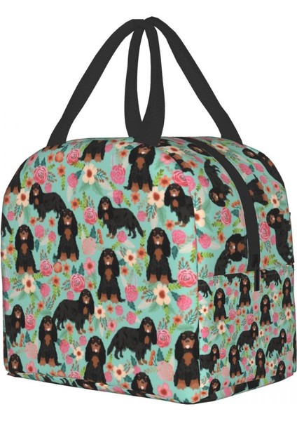 No.7 Tarzı 22X20X13CM Cavalier King Charles Spaniel Köpek Çiçek Baskı Yalıtımlı Öğle Yemeği Çantası Taşınabilir Soğutucu Termal Gıda Yemek Kabı Çalışma Seyahat Için (Yurt Dışından) modelleri