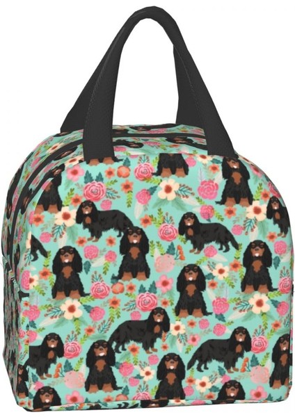 No.7 Tarzı 22X20X13CM Cavalier King Charles Spaniel Köpek Çiçek Baskı Yalıtımlı Öğle Yemeği Çantası Taşınabilir Soğutucu Termal Gıda Yemek Kabı Çalışma Seyahat Için (Yurt Dışından) fırsatları