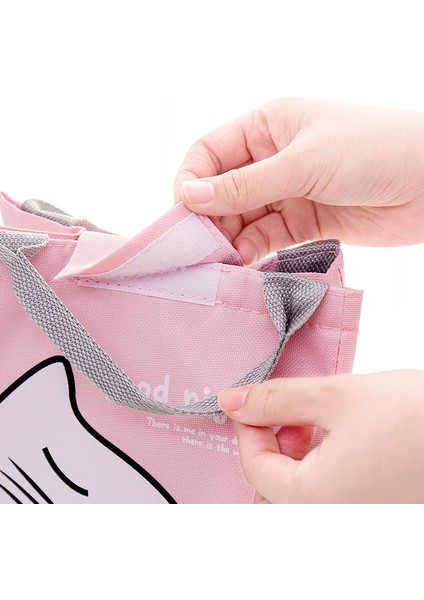Pembe-Kedi Stili Sevimli Kedi Baskı Termal Öğle Yemeği Çantası Sevimli Hayvanlar Baskılı Su Geçirmez Karikatür Tote Soğutucu Çanta Kız Taşınabilir Yalıtımlı Çanta (Yurt Dışından) modelleri